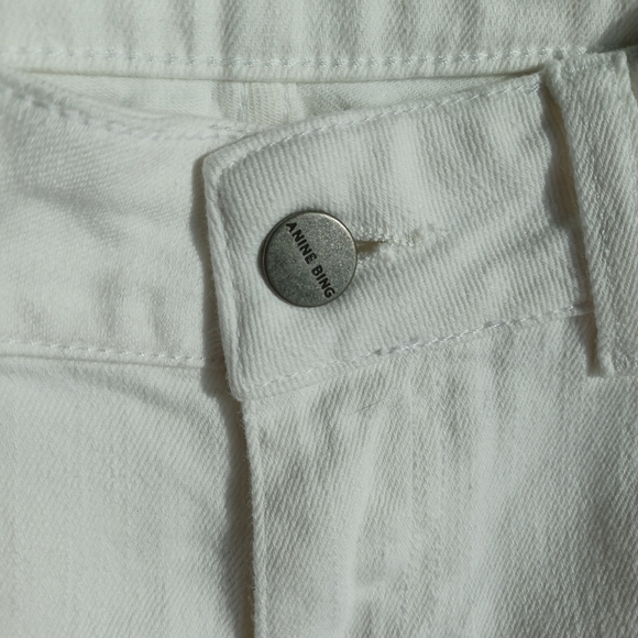 NWT Anine Bing Jeans Skinny White Knee Slit Frayed Low Rise Grunge Indie Sleeze - Picture 8 of 16